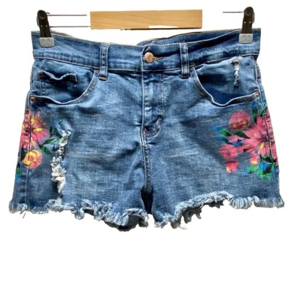 Hippie Laundry Jean Shorts Women's/Junior's‎ Sz 11 Floral Boho Fashion Denim EUC